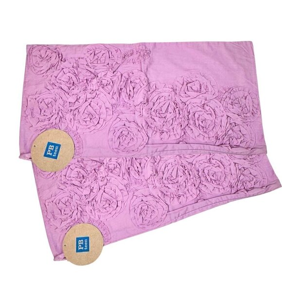 Pottery Barn PBTeen Lumbar Pillow Cover 2PCs Set Lilac Pink Roses Floral Ruffles - Picture 8 of 8